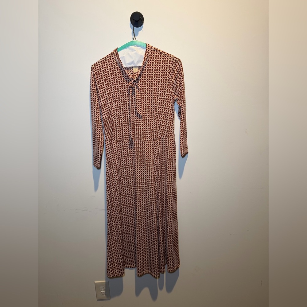 Philosophy Red and Black Geometric Long Sleeve Dress